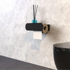 Держатель для туалетной бумаги Flow Round с полкой металл черный (Fl-ro-du26пр-ч) - фото 5