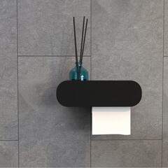 Держатель для туалетной бумаги Flow Round с полкой металл черный (Fl-ro-du26пр-ч) - фото 2