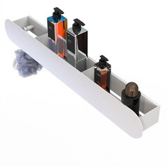 Полка для ванной Flow Round с крючками 700х92х90 мм металл белая (Fl-ro-pat70л-б) - фото 2