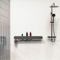 Полка для ванной Flow Round с крючками 900х92х90 мм металл черная (Fl-ro-pat90л-ч) - фото 2