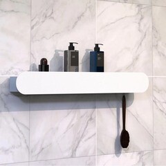 Полка для ванной Flow Round с крючками 700х92х90 мм металл белая (Fl-ro-pat70п-б) - фото 2