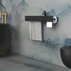 Полка для ванной Flow Bee с полотенцедержателем 700х130х90 мм металл черная (Fl-bee-trio70-ppt-ч) - фото 4