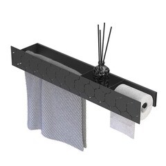 Полка для ванной Flow Bee с полотенцедержателем 700х130х90 мм металл черная (Fl-bee-trio70-ppt-ч) - фото 3