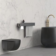 Полка для ванной Flow Bee с полотенцедержателем 700х130х90 мм металл черная (Fl-bee-trio70-tpp-ч) - фото 5