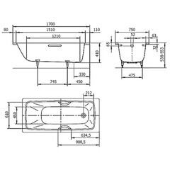Ванна стальная Kaldewei Cayono 170х75 см без ножек (275000010001) - фото 2