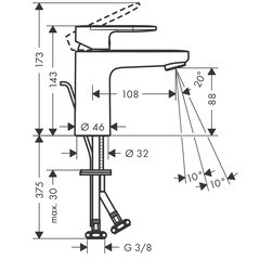 Комплект смесителей для ванны Hansgrohe Vernis хром с лейкой d100 мм со шлангом 1600 мм со стойкой 650 мм (10000001) - фото 4