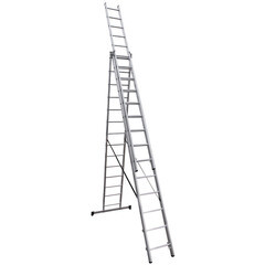 Лестница алюминиевая трансформер трехсекционная 14 ступеней Новая высота бытовая - фото 1