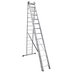 Лестница алюминиевая трансформер трехсекционная 14 ступеней Новая высота бытовая - фото 6