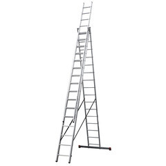 Лестница алюминиевая трансформер трехсекционная 16 ступеней Новая высота профессиональная - фото 1