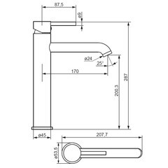 Смеситель для раковины высокий Damixa Scandinavian Pure однорычажный черный (360250300) - фото 8