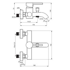 Смеситель для ванны Damixa Scandinavian Pure хром однорычажный с коротким изливом без лейки (361000000) - фото 10