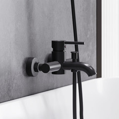 Смеситель для ванны Damixa Scandinavian Pure черный однорычажный с коротким изливом без лейки (361000300) - фото 11