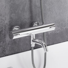 Смеситель для ванны Damixa Scandinavian Pure хром термостатический с коротким изливом без лейки (363000000) - фото 4