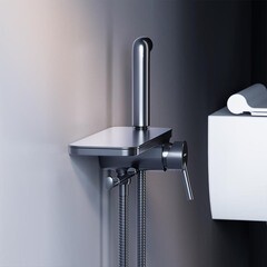 Смеситель с гигиеническим душем встраиваемый Damixa Origin Bit со скрытой частью в комплекте черный (773500301) - фото 9