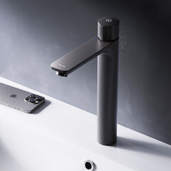 Смеситель для раковины высокий AM.PM X-Joy нажимной черный (F85A92522) - фото 16