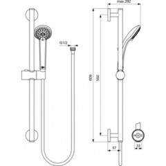 Душевой комплект Ideal Standard Una с лейкой со стойкой хром (B1248AA) - фото 2