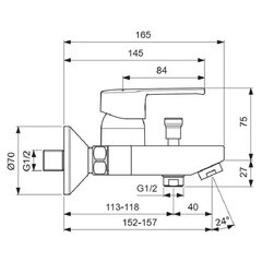 Смеситель для ванны Ideal Standard Tevere хром однорычажный с коротким изливом без лейки (BD729AA) - фото 2
