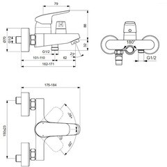 Смеситель для ванны Ideal Standard Ceraflex хром однорычажный с коротким изливом без лейки (B1740AA) - фото 3