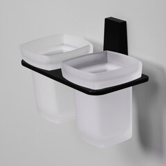 Стакан для ванной WasserKraft Abens с держателем двойной стекло матовый/металл черный (K-3228D) - фото 2