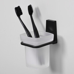 Стакан для ванной WasserKraft Abens с держателем стекло матовый/металл черный (K-3228) - фото 2