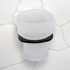 Стакан для ванной WasserKraft Glan с держателем стекло матовый/металл черный (K-5128) - фото 3