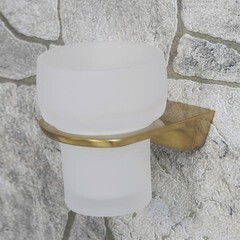 Стакан для ванной WasserKraft Aisch с держателем стекло матовый/металл золото (K-5928) - фото 4