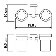 Стакан для ванной WasserKraft Lippe с держателем двойной стекло матовый/металл хром (K-6528D) - фото 3
