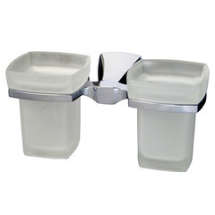 Стакан для ванной WasserKraft Wern с держателем двойной стекло матовый/металл хром (K-2528D) - фото 1