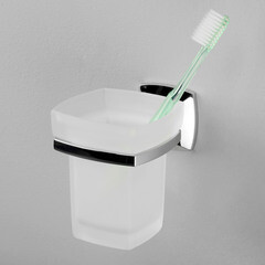 Стакан для ванной WasserKraft Wern с держателем стекло матовый/металл хром (K-2528) - фото 2