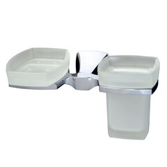 Стакан для ванной WasserKraft Wern с держателем стекло матовый/металл хром (K-2526) - фото 1