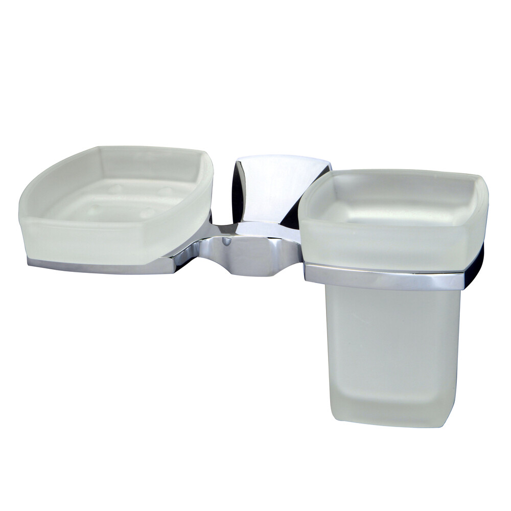 Изображение товара Стакан для ванной WasserKraft Wern с держателем стекло матовый/металл хром (K-2526)