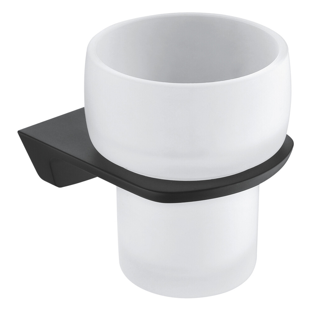 Изображение товара Стакан для ванной WasserKraft Elbe с держателем черный матовый