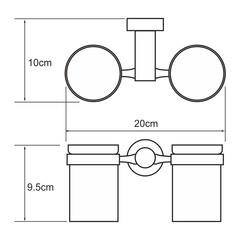 Стакан для ванной WasserKraft Donau с держателем двойной стекло матовый/металл хром (K-9428D) - фото 2