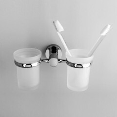 Стакан для ванной WasserKraft Donau с держателем двойной стекло матовый/металл хром (K-9428D) - фото 3