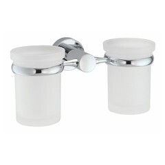 Стакан для ванной WasserKraft Donau с держателем двойной стекло матовый/металл хром (K-9428D) - фото 1