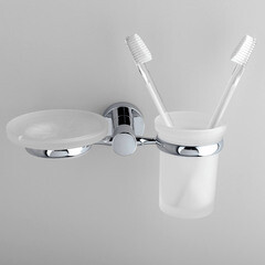 Стакан для ванной WasserKraft Donau с держателем стекло матовый/металл хром (K-9426) - фото 2