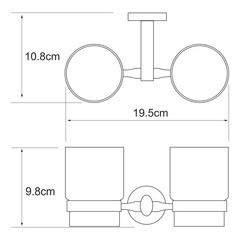 Стакан для ванной WasserKraft Rhein с держателем двойной стекло матовый/металл хром (K-6228D) - фото 3