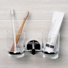 Стакан для ванной WasserKraft Rhein с держателем двойной стекло матовый/металл хром (K-6228D) - фото 2