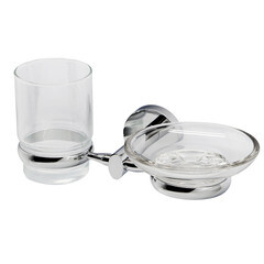 Изображение товара Стакан для ванной WasserKraft Rhein с держателем стекло прозрачный/металл хром (K-6226)