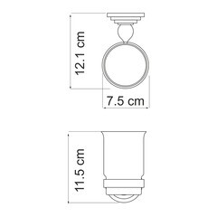 Стакан для ванной WasserKraft Ammer с держателем стекло матовый/металл никель (K-7028) - фото 2