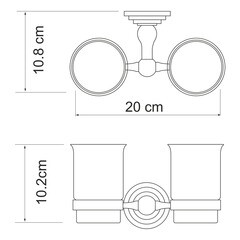 Стакан для ванной WasserKraft Ammer с держателем двойной стекло матовый/металл никель (K-7028D) - фото 3