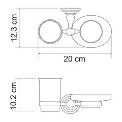 Стакан для ванной WasserKraft Ammer с держателем стекло матовый/металл никель (K-7026) - фото 3
