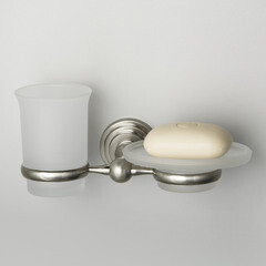 Стакан для ванной WasserKraft Ammer с держателем стекло матовый/металл никель (K-7026) - фото 2