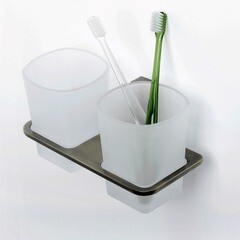 Стакан для ванной WasserKraft Exter с держателем двойной стекло матовый/металл светлая бронза (K-5228D) - фото 2