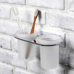 Стакан для ванной WasserKraft Kammel с держателем двойной стекло матовый/металл хром (K-8328D) - фото 2