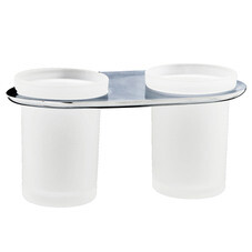 Стакан для ванной WasserKraft Kammel с держателем двойной стекло матовый/металл хром (K-8328D)
