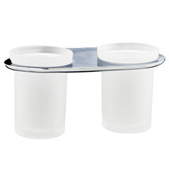 Стакан для ванной WasserKraft Kammel с держателем двойной стекло матовый/металл хром (K-8328D) - фото 1