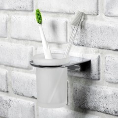 Стакан для ванной WasserKraft Kammel с держателем стекло матовый/металл хром (K-8328) - фото 2