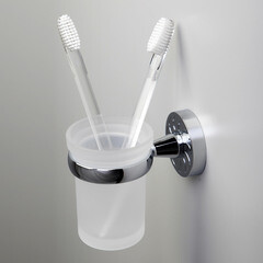 Стакан для ванной WasserKraft Isen с держателем стекло матовый/металл хром (K-4028) - фото 2