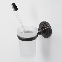 Стакан для ванной WasserKraft Isar с держателем стекло матовый/металл темная бронза (K-7328) - фото 2